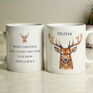 Personalised Watercolour Stag Ceramic Mug