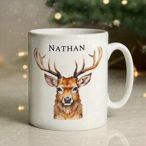 Personalised Watercolour Stag Ceramic Mug