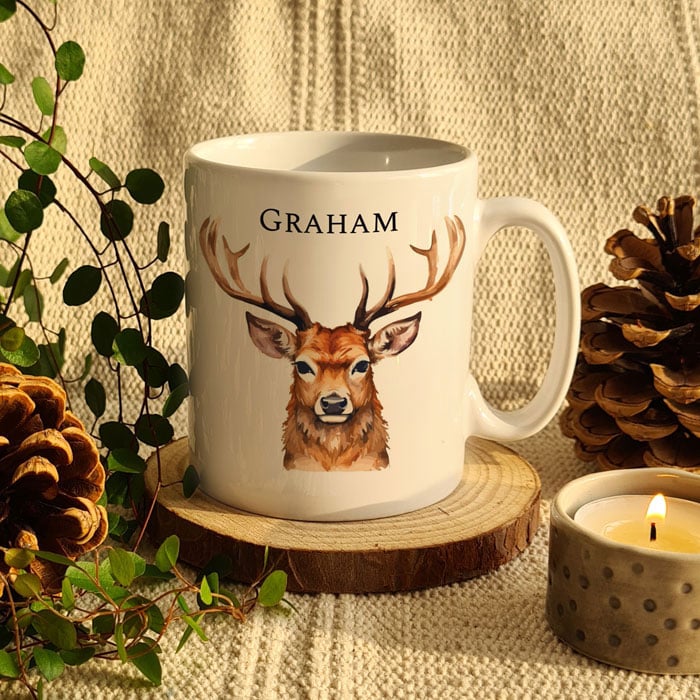 Personalised Watercolour Stag Ceramic Mug