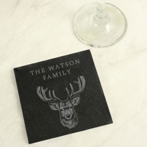Personalised Highland Stag Slate Coaster