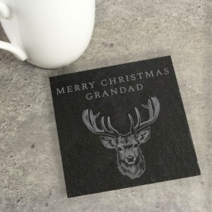 Personalised Highland Stag Slate Coaster