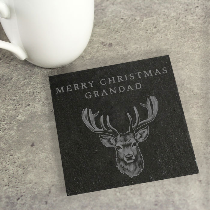 Personalised Highland Stag Slate Coaster