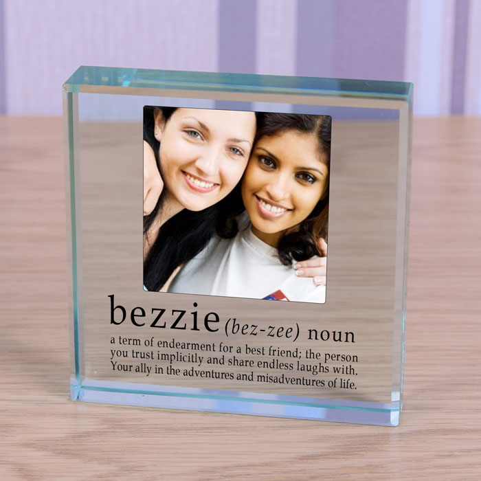 Photo Upload Bezzie Definition Glass Token Best Friend Gift