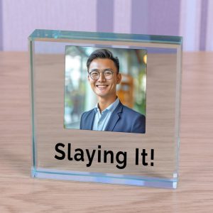 Slaying It! Glass Photo Token Graduation or New Job Gift