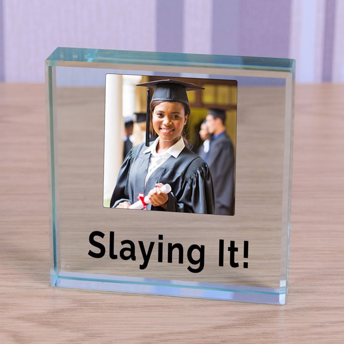 Slaying It! Glass Photo Token Graduation or New Job Gift