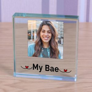 My Bae Photo Upload Glass Keepsake Token