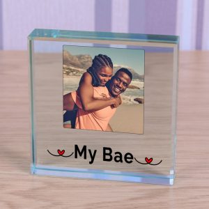My Bae Photo Upload Glass Keepsake Token
