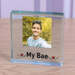 My Bae Photo Upload Glass Keepsake Token