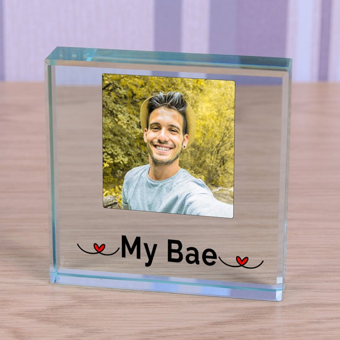 My Bae Photo Upload Glass Keepsake Token