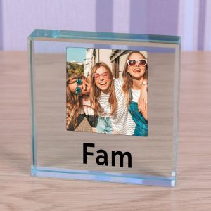 'Fam' Photo Upload Glass Keepsake Gift Token