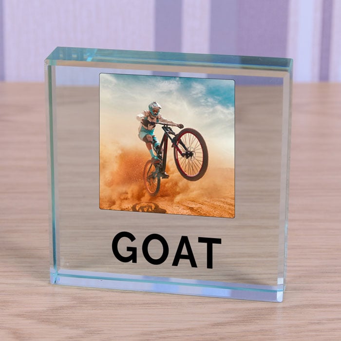 GOAT Photo Upload Glass Keepsake Block Sporting Achievement