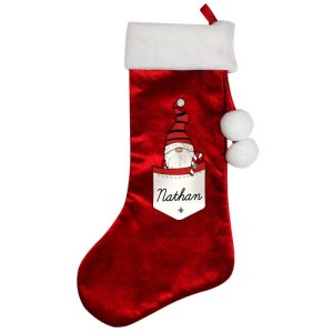 Boy's Personalised Red Christmas Stocking Gonk Family