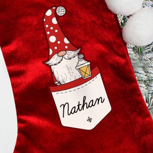 Dad's Personalised Gonk Family Red Christmas Stocking