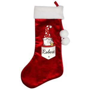 Dad's Personalised Gonk Family Red Christmas Stocking