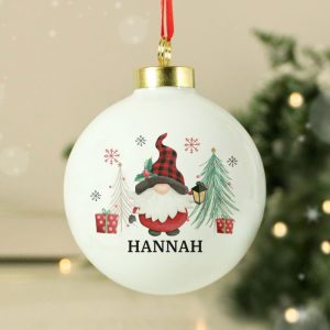 Personalised Gonk Ceramic Christmas Tree Bauble