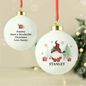 Personalised Gonk Ceramic Christmas Tree Bauble