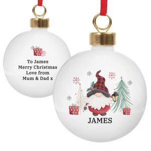 Personalised Gonk Ceramic Christmas Tree Bauble