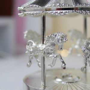 Personalised Baby Musical Carousel Silver Christening Gift
