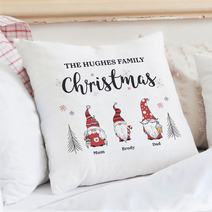 Christmas Gonk Family Cushion - Personalised Christmas Gift