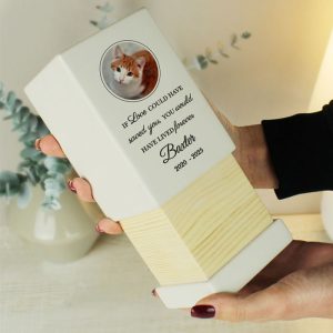 Personalised Wooden Pet Urn Photo Upload - Cat or Dog Ashes