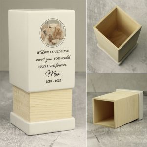 Personalised Wooden Pet Urn Photo Upload - Cat or Dog Ashes