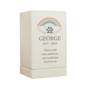 Personalised Rainbow Bridge Wooden Pet Cremation Urn