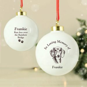 Personalised Memorial Dog Breed Christmas Tree Bauble