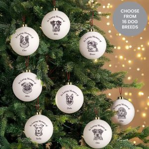 Personalised Memorial Dog Breed Christmas Tree Bauble