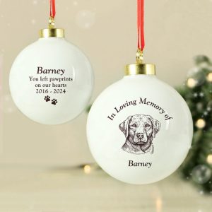 Personalised Memorial Dog Breed Christmas Tree Bauble