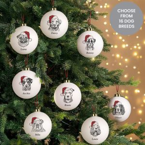 Personalised Dog Breed Ceramic Christmas Tree Bauble