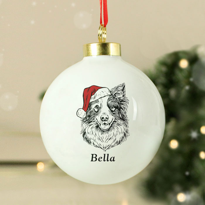 Personalised Dog Breed Ceramic Christmas Tree Bauble