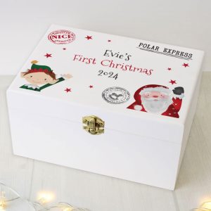 Personalised Small White Wooden Christmas Eve Box