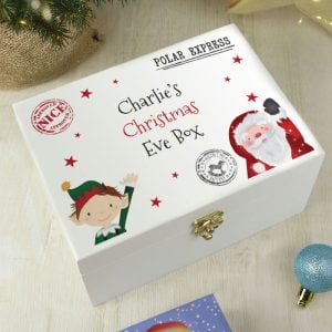Personalised Small White Wooden Christmas Eve Box