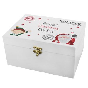 Personalised Small White Wooden Christmas Eve Box