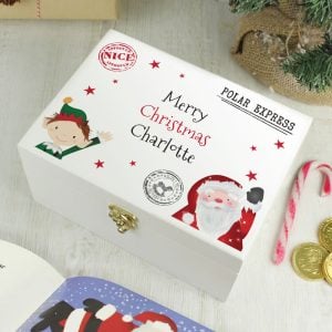 Personalised Small White Wooden Christmas Eve Box