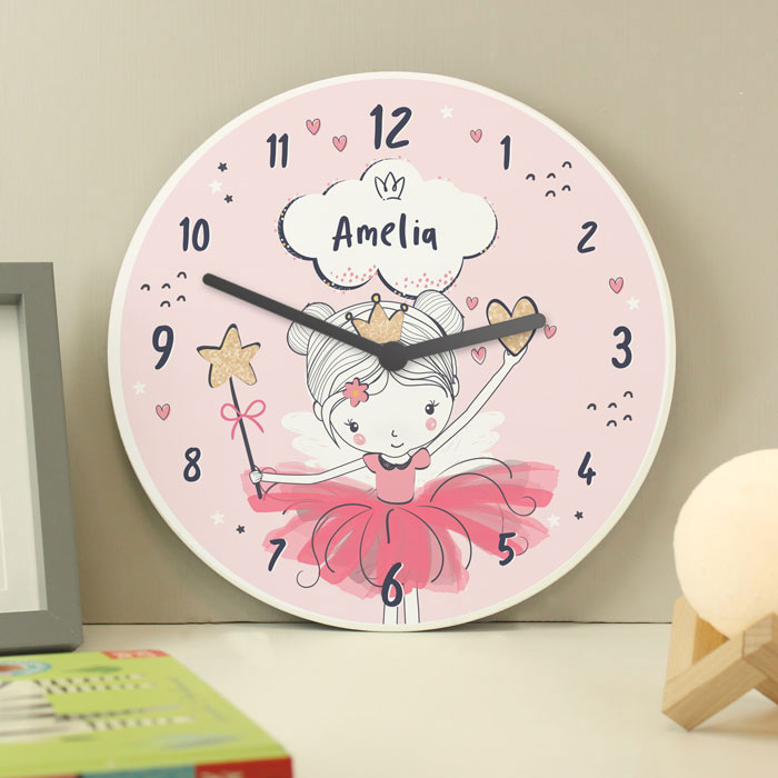 Personalised Fairy Wooden Children's Wooden Clock