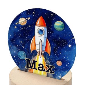 Personalised Kid's Rocket Ship LED Night Light
