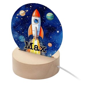 Personalised Kid's Rocket Ship LED Night Light