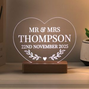 Personalised Wedding Heart LED Light Up Sign