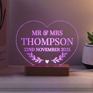 Personalised Wedding Heart LED Light Up Sign