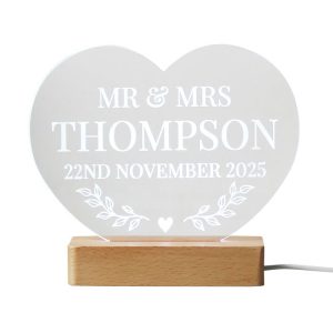 Personalised Wedding Heart LED Light Up Sign