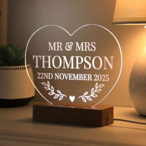 Personalised Wedding Heart LED Light Up Sign