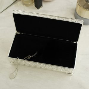 Personalised Engraved Silver Plated Jewellery Box With Cross