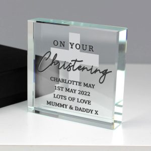 Personalised On Your Christening Glass Keepsake Token