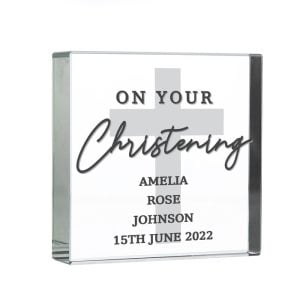 Personalised On Your Christening Glass Keepsake Token