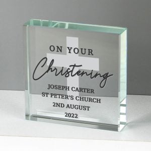 Personalised On Your Christening Glass Keepsake Token