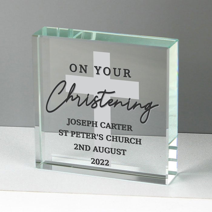 Personalised On Your Christening Glass Keepsake Token