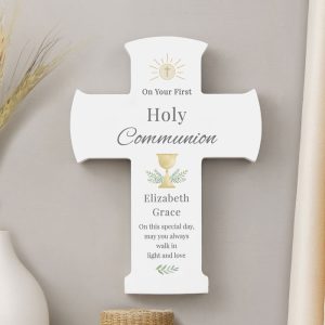 Personalised Holy Communion Cross Wooden Ornament