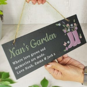 Personalised Floral Garden Slate Sign Mum, Grandmother Gift