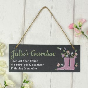 Personalised Floral Garden Slate Sign Mum, Grandmother Gift